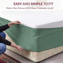 DUJUIKE Velvet Bed Frame Cover, Bed Skirt, Can Replace Traditional Bed Skirt, Suitable For Standard Double, Queen And King Size Beds - Pine and Cypress Green - View 2