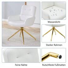 [Set Of 2] European Swivel Chair In A Subtle Luxury Design: White PU Coating + Gold-Colored Metal Legs, 360° Silent Swivel, Set Of 2 For Dining Rooms / Relaxation Areas. - White+Gold - View 5
