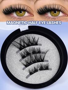 MAANGE 1/2 Pairs Magnetic Eyelashes - Free Applicator, Mixed Styles, DIY, Cat Eye Eyelashes, Natural & Thin, Reusable, Portable, No Glue Needed, Create Natural Lengthening, Curling & Eye-Enlarging Effect, Travel Essential, Women's Gift, Half Eyelashes, False Eyelashes, Eyelashes - Cat Eye Lashes - View 4