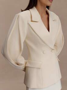 Spring/Autumn Beige Blazer For Women, Office Commute Versatile Multi-Scenario Outerwear - Apricot - View 5