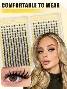 CMAYOME 320pcs Cartoon Style False Eyelashes, Easy DIY, 10-16mm Length, Sharp Wet Makeup Effect, Includes Lash Glue, Tweezers And Brush, Soft Fluffy Lightweight 3D False Eyelashes, Cat Eye Style - Multicolor - View 5