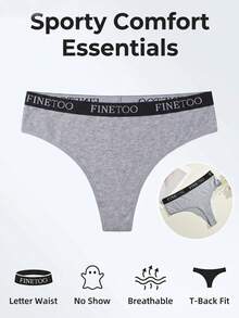 5pcs Plus Size Cotton High Waist Sexy Thong Set, Women's T-Back Seamless Comfortable Thong Set, S-XXXL, Suitable For Plus Size - Multicolor - View 5