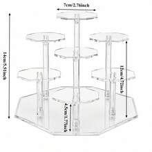 4/7/9-Tier Clear Acrylic Display Stand, Hexagonal Cupcake Dessert Display Rack, Transparent Collector Shelf For Blind Box Figures, Dolls, Action Figures, Pastry Serving Holder For Wedding Birthday Party & Desktop Ornament Showcase - Multicolor - View 10