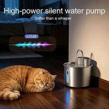 Automatic Pet Water Dispenser - Stainless Steel Material, Lithium-Ion Battery Powered, 74oz/2.2L Capacity, With Water Level Window For Easy Monitoring - Suitable For Cats And Puppies - Base And Interior Easy To Clean, Automatic Water Supply - 2.2L - View 6