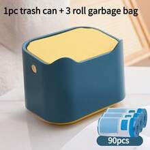 4-Piece Set Enclosed Cat Litter Trash Can (Includes 3 Rolls Of Dedicated Trash Bags, Random Color), Odor-Proof Press-Type Lid Trash Bin, Durable And Space-Saving Cat Litter Scoop - Multicolor - View 8