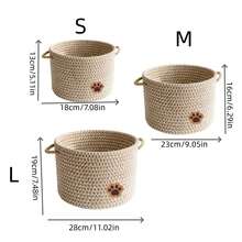 Juego de 3/1 pieza de cesta de almacenamiento tejida a mano, adecuada para sala de estar, baño, dormitorio, perfecta para almacenar suministros para mascotas, ropa, aperitivos, juguetes, cosméticos, artículos de tocador y artículos diversos, cesta de decoración del hogar estilo bohemio - Multicolor - Ver 11