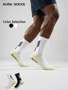 1/3 Pairs Unisex Soft Breathable Football/Sports Socks, Anti-Slip, Suitable For Running, Football, Basketball, Cycling, Outdoor Activities, Autumn Socks - Multicolor - View 1