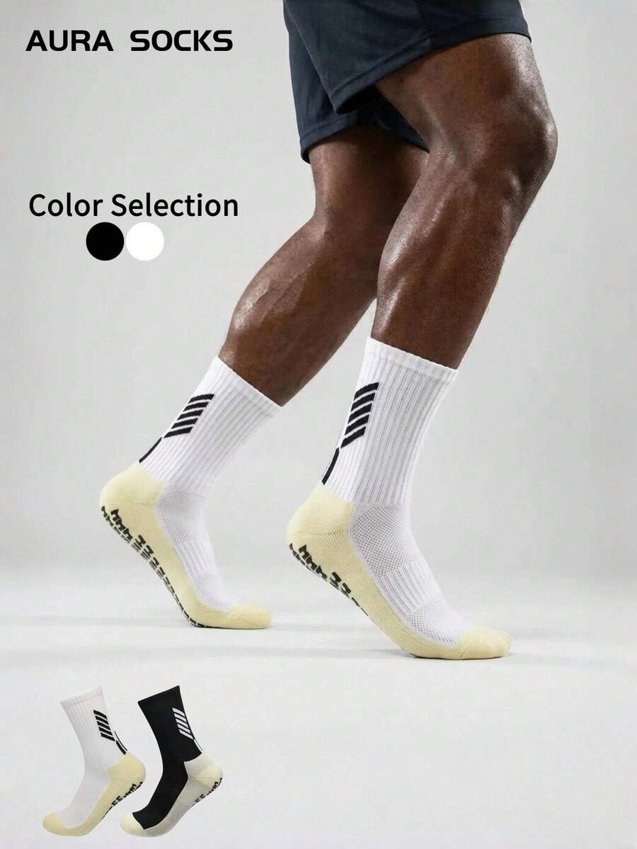1/3 Pairs Unisex Soft Breathable Football/Sports Socks, Anti-Slip, Suitable For Running, Football, Basketball, Cycling, Outdoor Activities, Autumn Socks - Multicolor - View 1