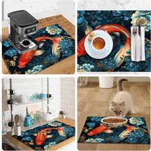 1pc Dish Drying Mat, Coffee Machine Mat, Koi Fish & Floral Pattern Dish Drying Mat, Absorbent & Breathable Quick Drying Tabletop Protector, Kitchen Dining Table Non-Slip Mat, Thanksgiving Holiday Gift Multi-Purpose Tabletop Absorbent Drying Mat, Room Tabletop Protector, Holiday Gift, Kitchen Decor - XYLSD808 - View 11