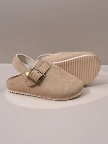 Sepatu Mule Anak Perempuan Warna Cokelat Muda dengan Gesper yang Dapat Diatur, Sol Lembut, Anti Selip, dan Ujung Tertutup - Unta - View 6