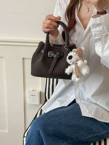1 pieza Bolso de mano de mujer de moda, bolso de nube fruncido, estilo bolso-en-bolso, sin colgante, tela de PU de unicolor, se puede llevar como bolso de hombro o cruzado, bolso de uso diario, adecuado para mujeres jóvenes - viajes, compras, aula, citas, regalo para mujeres, oficina, trabajo, viajes - Café - Ver 11