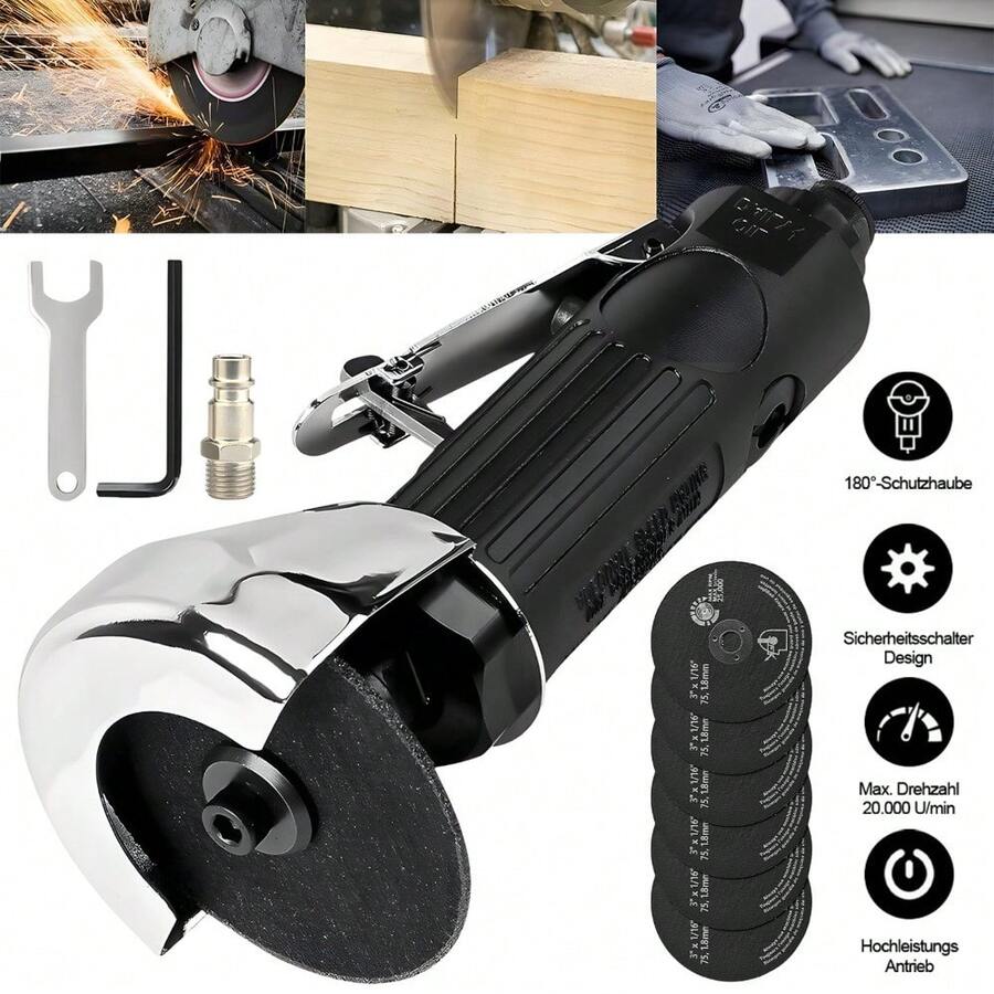 2-teiliger 3-Zoll-Druckluft-Blechscheren-Satz Mit Lufttrennschneider, Robustes Blechschneidewerkzeug Für Autokarosseriereparatur, Blechbearbeitung & Professionellen Werkstatteinsatz - A - Übersicht 1