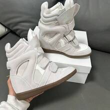 ISA New 2026 Women's High-Top Sneakers, Casual Style, With Concealed Wedge Heel And Matching Colours. - 糯米白色 - 查看 3