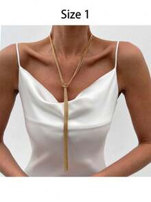 1 Stück minimalistische Y-förmige Metall-Quasten-Kette, cooler Stil, mehrlagige CCB-Perlen-Halskette (Farbabweichung, abhängig vom tatsächlichen Produkt) - Verschiedenfarbig - Übersicht 9
