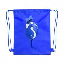 Dam Kissa Foldable Drawstring Backpack For Kids, Made Of 190T Polyester. Folded To A Small Size In The Shape Of A Whale. - Blue - View 1