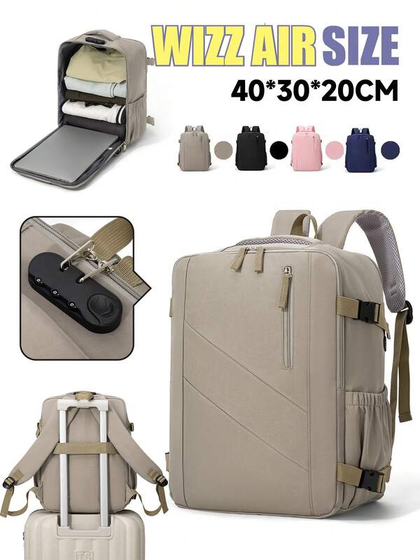 myco bags Airline Approved Travel Backpack With Combination Lock Anti-Theft Design, Women's Fashion Backpack, Fits Most Airline Carry-On Size 15.75X11.81X7.87 Inches, 180 Degree Opening Outdoor Travel Bag, Back Panel With Luggage Strap, Laptop Bag