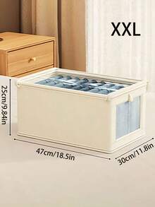 Large Capacity Clothes Storage Boxes Portable Dustproof Clothes Storage Bags Large Canvas Storage Organizer Box Blanket Bedding Comforters Organizer Family Moisture-Proof Closet Organizer For Bedroom And Closet Bedroom Home Essentials Accessories - White - View 11