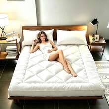 Premium Bedroom & RV Mattress Topper, Ultra Comfortable Floor Mattress Pads For RV, Bedroom, Dormitory, Camping, High Quality Polyester Fiber Material, White And Grey, Machine Washable - White - View 9