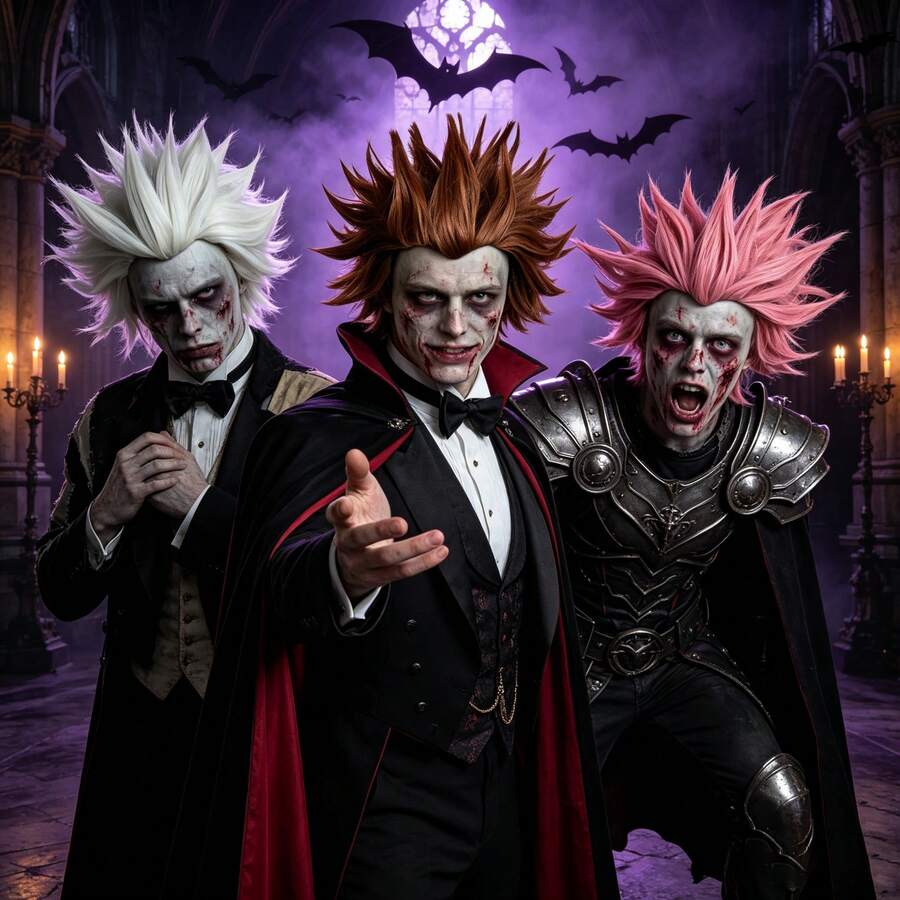 Peruca Sintética de Anime Cosplay Curta Reta Espigada e Bagunçada em Branco, Marrom e Rosa para Homens, Estilo Pontiagudo Fofo, Cabelo Completo na Cabeça, Peruca Punk para Festa de Halloween Gótica, Tema Assustador, Fantasia, Role Play de Horror e Uso Diário de Moda - Multicolorido - Visão 1