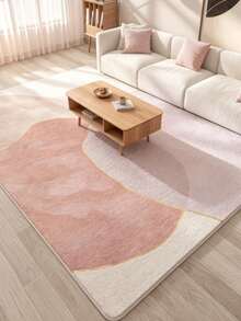 1pc Cream Style Pink & Purple Color Block Carpet, Autumn/Winter Thickened Rug, Thick Carpet, Plush Carpet, Thickened Carpet, Decorative Carpet, Bedroom Decor, Small Rug, Carpet, Home Decor, Bedroom Carpet, Living Room Home Decor - Multicolor - View 2