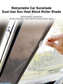 Car Roller Shade Sun Visor, Heat Insulation Window Curtain, Retractable Front Windshield Sunshade - A - View 10