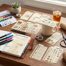 12 Flexible Drawing Templates, Reusable Grid Templates, Perfect For Notebooks, Creative Notes, List Making, Daily Planners, Calendars And Binder Refills. Essential Tool For Handwritten Notes. - One Size Fits All - View 10