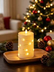 Luces de cadena estilo ambiente festivo, luces LED de vela electrónica simulada de gran para propuesta, decoración interior, confesión, ambiente romántico, decoración de escena de cumpleaños, adecuadas para múltiples ocasiones - Cabezal oscilante para guirnalda de luces plana - Ver 6