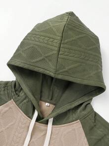 Men's Spring/Autumn Daily Commute Fashion Casual New Jacquard Sweatshirt & Pants Set - Green - View 4