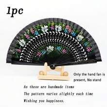 Random Pattern Folding Fan, Spanish Classical Double-Sided Painted Wooden Fan, Handheld Folding Fan With Vintage Handmade Bamboo Handle And Tassel, Hollow Dance Fan, Home Decor Craft, Elegant Gift For Women, Suitable For Wedding, Cheongsam And Performance - Multicolor - View 18