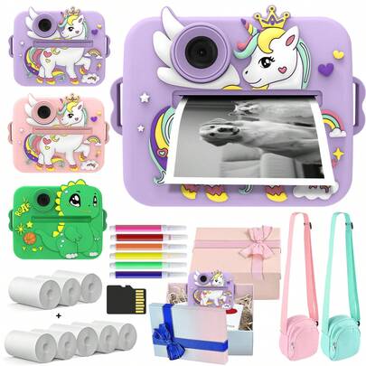 Kids Instant Print Camera, Instant Camera That Can Print Photos, Digital Camera Set, Suitable Christmas, Birthday And New Year Gifts For Children Aged 3-12, Toddler Instant Camera, Portable Camera Toy For Boys And Girls Aged 5-9
