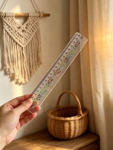 Fresh Colorful Floral Acrylic Ruler 20cm Transparent Precise Scale Long Ruler, Artistic Mori Style Flower & Leaf Design Student Stationery, Planner Drawing Homework Measurement Ruler, Smooth Easy To Use Durable, Daily Writing Drawing Learning Tool, High Aesthetic Minimalist Pastoral Style Stationery, Elementary & Middle School Students Universal Drawing Ruler, Back To School Essential All-Match Stationery, Simple Versatile Office & Study Measurement Ruler - A - View 5