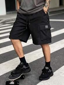 Men's Ins Fashion Casual Street Drawstring Work Shorts, Men's Street Shorts, Cool And Fashionable, Suitable For Daily Wear - Black - View 5