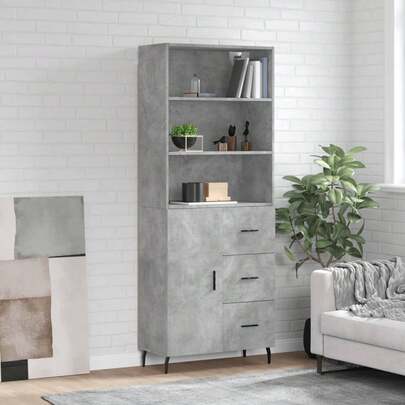 Berkfield Highboard Concrete Grey 69.5x34x180 Cm Engineered Wood
