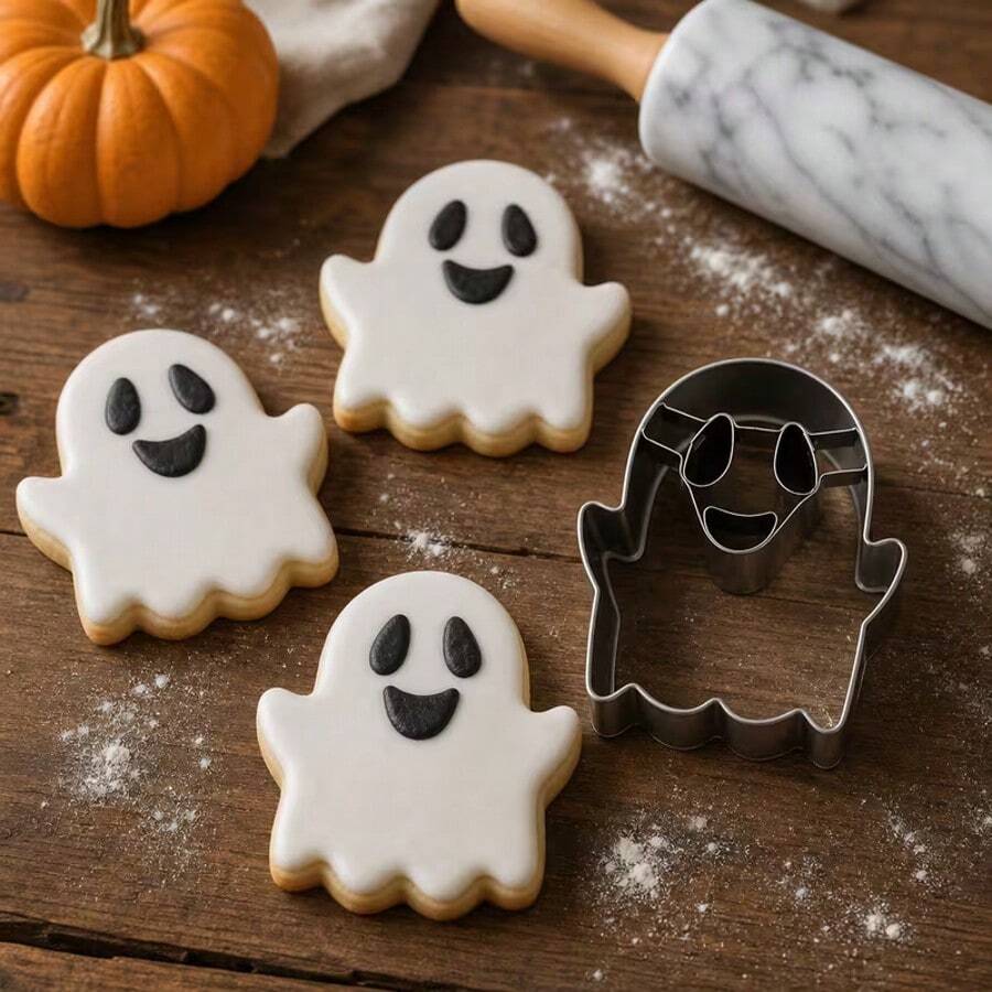 Halloween Cookie Cutter Set, 2pcs Stainless Steel Cookie Cutters - Pumpkin, Ghost, Suitable For Halloween Party Decoration - View 1