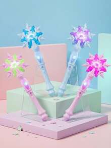 1個閃亮雪花魔法棒玩具 - 互動發光魔法棒玩具，適合女孩 - 動作感應，神奇效果 - 非常適合生日派對和公主遊戲，兒童玩具，女孩，連衣裙（略有彈性），連衣裙，玩具 - 彩色 - 查看 1