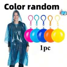 4/1pc Random Color Ball-Shaped Disposable Raincoat, Portable Compressed Ball-Style Thickened Rain Poncho For Adults, Outdoor Travel Emergency Raincoat - Multiple Styles - View 12