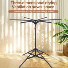 Foldable Metal Laundry Drying Rack – Space-Saving Pole-Mounted Design For Indoor & Outdoor Use | 20 Non-Slip Hooks | Lightweight, Easy To Assemble & Store | Ideal For Small Apartments, Dorms, Camping Trips & Travel | Rust-Resistant Finish | Compact W - View 5