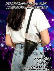1pc Personalized Cheer Stick Shoulder Strap Lanyard, Customized Text Crossbody Storage Strap, Adjustable, Concerts, Fan Meetings, Fan Merchandise, Universal Fan Accessory, Neon Glowing Party Carrying Strap, Concert Accessories 2026 - Black - View 12