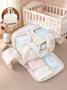 1pc Lightweight Mommy Bag, Stroller Hanging Bag, Large Capacity Compartments With Dual Openings, Suitable For Baby Bottles, Cosmetics And Travel Toiletries - Multicolor - View 6
