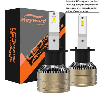 Heyword 2pcs 55,000 Lumens H4 H7 H11 9005 HB3 9006 HB4 9004 LED Bulbs, High Power Car Lights, 6000K 12V, No Battery Required
