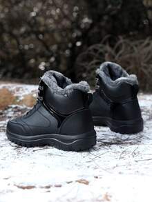 Milikuyou 2026 Winter New Men's Shoes, Must-Buy For Cold Weather, Fashionable Men's Outdoor Hiking Shoes, Casual Snow Sports Shoes, Versatile And Comfortable, Thermal Lined Outdoor Hiking Boots, Snow Boots, Warm Feet, Perfect Gift For Elders! (Asymmetric Pattern) - Black - View 5