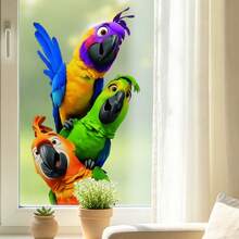 1/3/5 Buah Stiker Jendela Statis Bergambar Burung Beo Kartun Warna-warni, 3 Stiker Statis Burung Beo Macaw, Dekorasi Hutan Tropis Estetik untuk Ruang Tamu, Kamar Anak, Dekorasi Rumah Musim Panas Bertema Tropis. - Beraneka warna - View 11