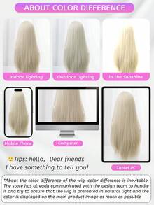 alicegarden 28 Inch Long Synthetic Wig, Natural Straight Style, Stunning Blonde, With Bangs, Suitable For Daily, Party, Cosplay Use, Natural And Realistic, Women's Gift (Accessories Not Included), Halloween - Gold - View 10