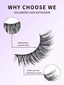 1 buah/7 Pasang Bulu Mata Palsu D-Curl Tebal Russian Volume Alami Lembut, Bulu Mata Palsu Mink Klasik Cat Eye, Bulu Mata Palsu Cross Fine Dense 5D, Ekstensi Bulu Mata Lembut untuk Tampilan Riasan Alami, Ciptakan Tampilan Riasan Alami - A - View 6