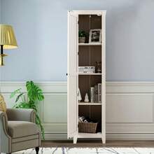 Linen Tower Bathroom Storage Cabinet Tall Slim Side Organizer With Shelf-White-XY293992 - FXCQVY8JD05RQ2 - View 1