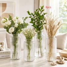 2/5/8/10pcs Shatterproof Transparent Plastic Cylindrical Vase, Thickened Bohemian Style Party Decoration Suitable For Various Festivals, Weddings, Birthday Parties, Home Decor, Shatterproof Round Vase For Flower Arrangement And Minimalist Table Centerpiece, Wedding Desktop Decoration - View 13
