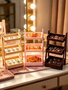 1pc 4 Colors Mini Storage Rack, Earring, Jewelry, Nail Art Tools Desktop Organizer - Multicolor - View 4