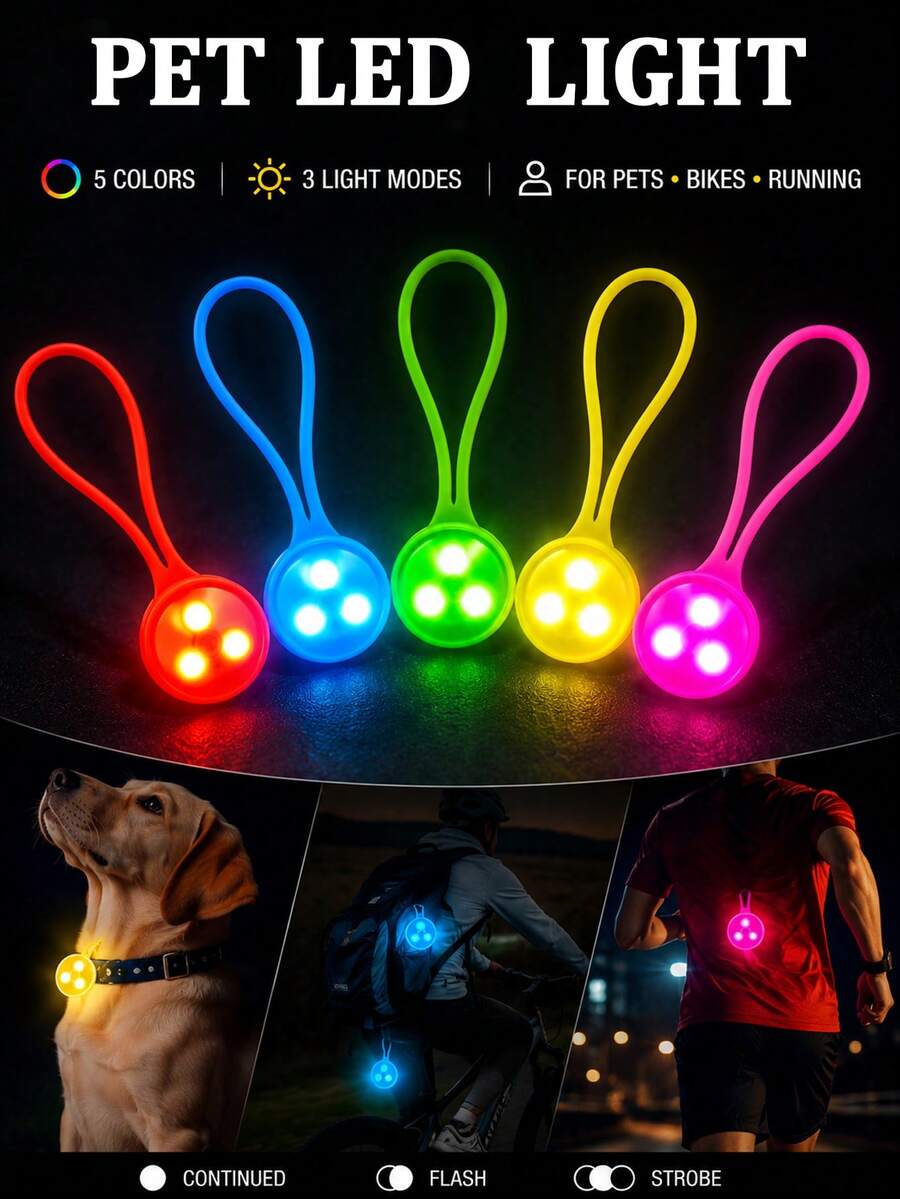 Pet Night Anti-Lost Glowing Pendant, Outdoor Backpack Light, Silicone LED Night Running Warning Light, Night Cycling Camping Rope Light, Travel Gear