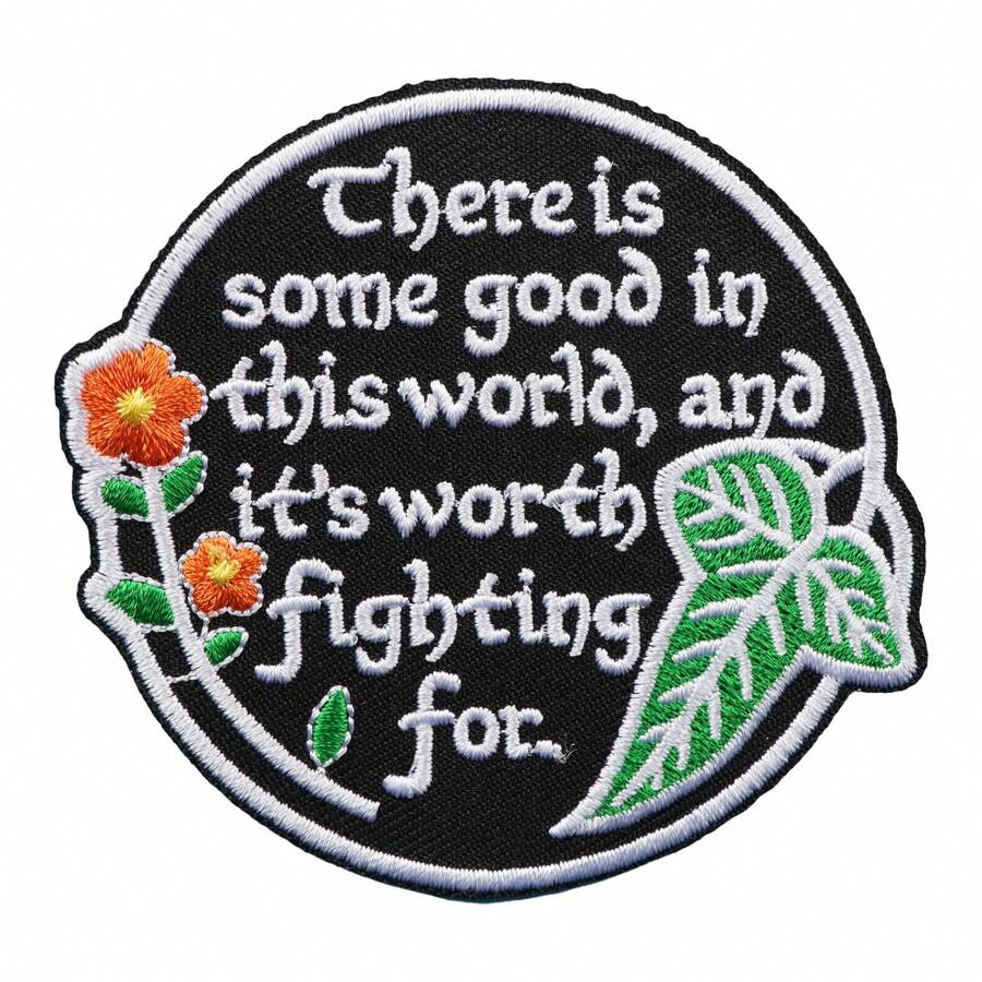 1pc Healing Inspirational Quote Floral Leaf Embroidered Iron-On Patch, English Positive Sentence Decorative Patch For Jacket, Backpack, Denim Clothing DIY Accessory Badge - A - View 1