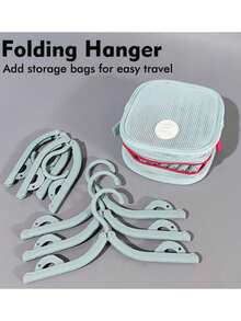 Portable Foldable Clothes Hanger Set With Storage Bag, Space-Saving Travel Hangers, Suitable For Suitcase, Business Trip, Vacation, Dorm, Essential Compact Clothing Storage [Due To Manufacturing Process, Friction Marks Are Normal] - View 5
